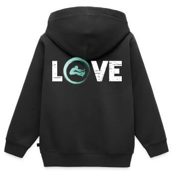 Sporty Hobby Leidenschaft Weitsprung - Kinder Premium Organic Zip Hoodie - Schwarz - Hinten - AI Model Kid Male (0cm)