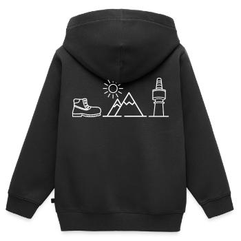 Fichtelgebirge Piktogramm Wandern Berge Schneeberg - Kinder Premium Organic Zip Hoodie - Schwarz - Hinten - AI Model Kid Male (0cm)
