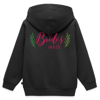 Femme de chambre de la mariée disant - Sweat Premium à capuche zippé enfant bio - noir - Dos - AI Model Kid Male (0cm)