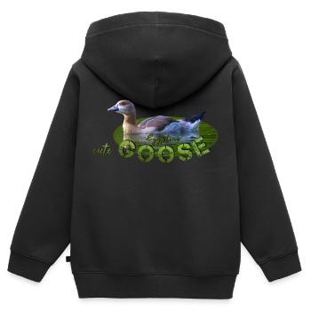 Oie du Nil Poussin Oiseau Oie - Sweat Premium à capuche zippé enfant bio - noir - Dos - AI Model Kid Male (0cm)