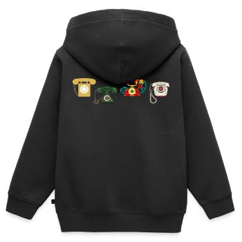 Vintage-Retro-Telefon - Kinder Premium Organic Zip Hoodie - Schwarz - Hinten - AI Model Kid Male (0cm)