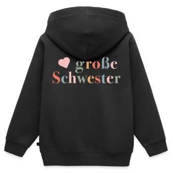 Grande Soeur - Cadeau de naissance pour fille - Sweat Premium à capuche zippé enfant bio - noir - Dos - AI Model Kid Male (0cm)