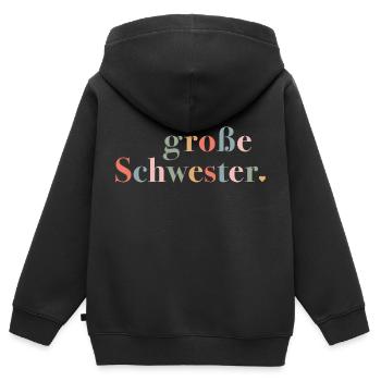 Grande Soeur - Cadeau de naissance pour fille - Sweat Premium à capuche zippé enfant bio - noir - Dos - AI Model Kid Male (0cm)