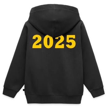 2025 - Kinder Premium Organic Zip Hoodie - Schwarz - Hinten - AI Model Kid Male (0cm)