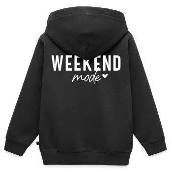 Wochenend-Modus-Stimmung - Kinder Premium Organic Zip Hoodie - Schwarz - Hinten - AI Model Kid Male (0cm)