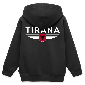 Tirana Design – Herz Albaniens - Kinder Premium Organic Zip Hoodie - Schwarz - Hinten - AI Model Kid Male (0cm)