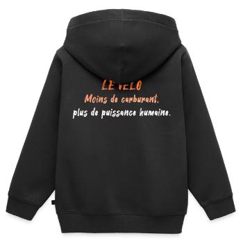 Moins de carburant plus de puissance humaine - Sweat Premium à capuche zippé enfant bio - noir - Dos - AI Model Kid Male (0cm)