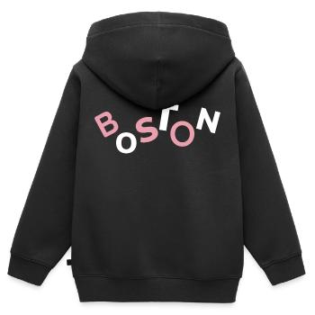 Lila Bostoner Souvenir - Kinder Premium Organic Zip Hoodie - Schwarz - Hinten - AI Model Kid Male (0cm)