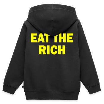 Eat the rich - Sweat Premium à capuche zippé enfant bio - noir - Dos - AI Model Kid Male (0cm)