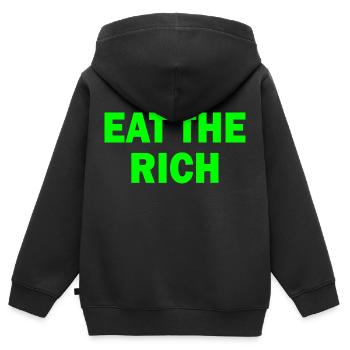 Eat the rich - Kinder Premium Organic Zip Hoodie - Schwarz - Hinten - AI Model Kid Male (0cm)