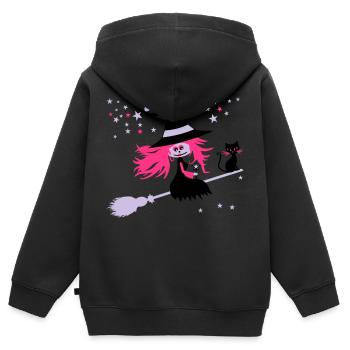 witch - Kids Premium Organic Zip-up Hoodie - black - Back - AI Model Kid Male (0cm)