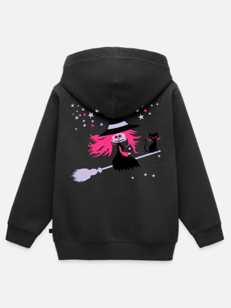 witch - Kids Premium Organic Zip-up Hoodie - black