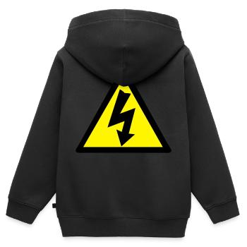 Attention électricité - Sweat Premium à capuche zippé enfant bio - noir - Dos - AI Model Kid Male (0cm)