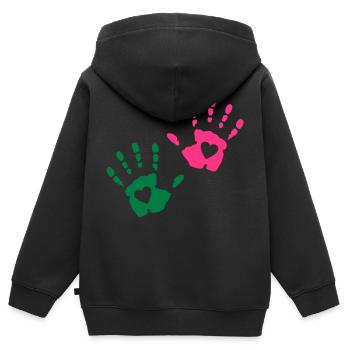 Herz Handabdruck - Kinder Premium Organic Zip Hoodie - Schwarz - Hinten - AI Model Kid Male (0cm)