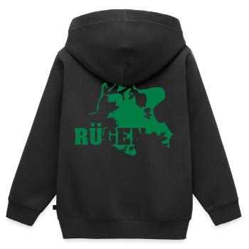 Rügen - Kinder Premium Organic Zip Hoodie - Schwarz - Hinten - AI Model Kid Male (0cm)