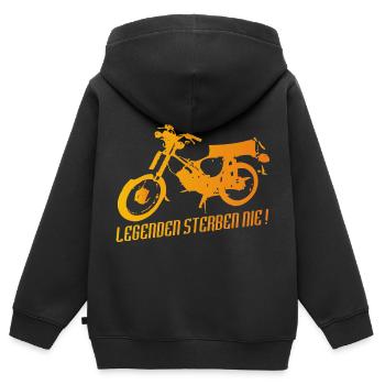 Simson S51 Enduro Legende - Kinder Premium Organic Zip Hoodie - Schwarz - Hinten - AI Model Kid Male (0cm)