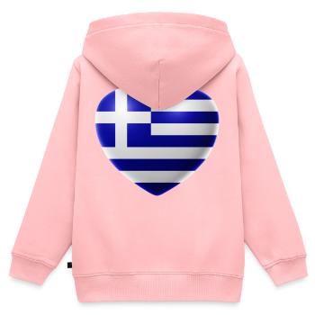 Herz (Griechenland / Ellas) - Kinder Premium Organic Zip Hoodie - Rosa - Hinten - AI Model Kid Female (0cm)