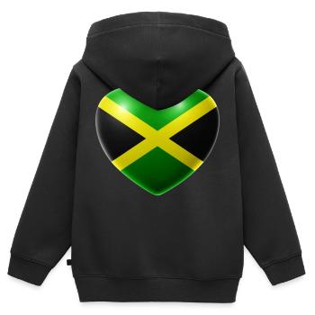 Herz (Jamaika / Jamaica) - Kinder Premium Organic Zip Hoodie - Schwarz - Hinten - AI Model Kid Male (0cm)