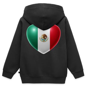 Coeur (Mexique / Mexico) - Sweat Premium à capuche zippé enfant bio - noir - Dos - AI Model Kid Male (0cm)