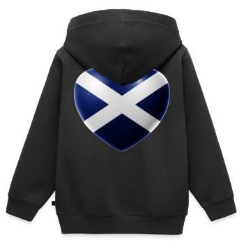 Heart (Écosse) - Sweat Premium à capuche zippé enfant bio - noir - Dos - AI Model Kid Male (0cm)