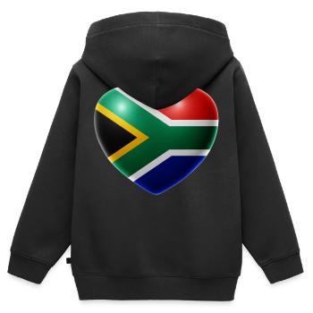Coeur (Afrique du Sud / Afrique du Sud) - Sweat Premium à capuche zippé enfant bio - noir - Dos - AI Model Kid Male (0cm)