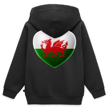 Herz (Wales / Cymru) - Kinder Premium Organic Zip Hoodie - Schwarz - Hinten - AI Model Kid Male (0cm)