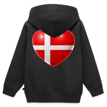 Herz (Danemark / Danemark) - Sweat Premium à capuche zippé enfant bio - noir - Dos - AI Model Kid Male (0cm)