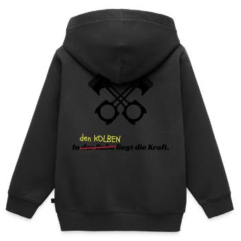 Motorsport Kolben Racing - Kinder Premium Organic Zip Hoodie - Schwarz - Hinten - AI Model Kid Male (0cm)