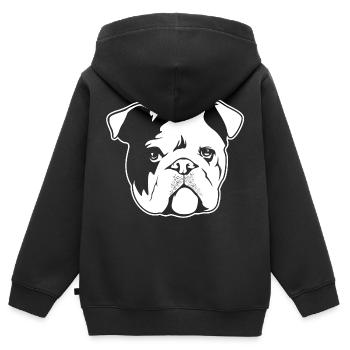 Englische Bulldogge - Kinder Premium Organic Zip Hoodie - Schwarz - Hinten - AI Model Kid Male (0cm)