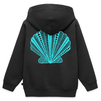 Muschel - Kinder Premium Organic Zip Hoodie - Schwarz - Hinten - AI Model Kid Male (0cm)