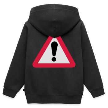 Gefahrenzeichen Gefahrenstelle - Kinder Premium Organic Zip Hoodie - Schwarz - Hinten - AI Model Kid Male (0cm)