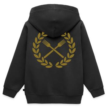 forks hungry - Kids Premium Organic Zip-up Hoodie - black - Back - AI Model Kid Male (0cm)