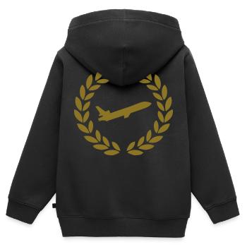 airplane jet deluxe - Sweat Premium à capuche zippé enfant bio - noir - Dos - AI Model Kid Male (0cm)
