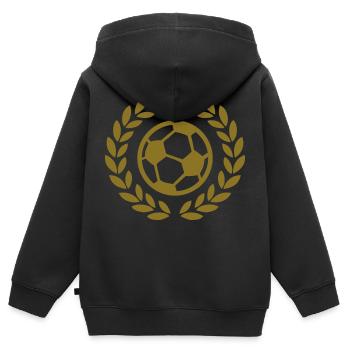 soccer football ball deluxe - Sweat Premium à capuche zippé enfant bio - noir - Dos - AI Model Kid Male (0cm)