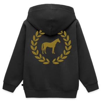 horse deluxe - Sweat Premium à capuche zippé enfant bio - noir - Dos - AI Model Kid Male (0cm)