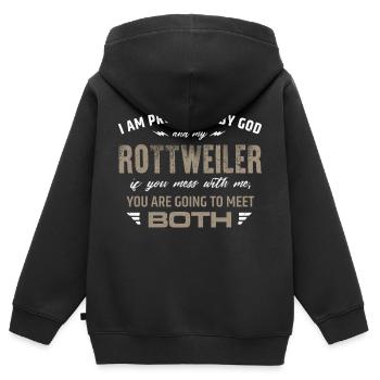 Protected by Rottweiler - Kids Premium Organic Zip-up Hoodie - black - Back - AI Model Kid Male (0cm)