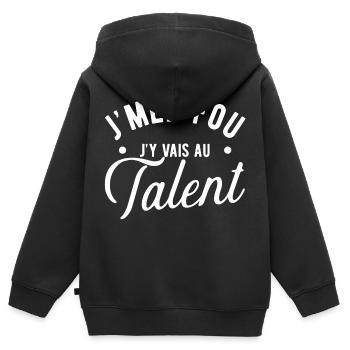 Au talent cadeau - Sweat Premium à capuche zippé enfant bio - noir - Dos - AI Model Kid Male (0cm)
