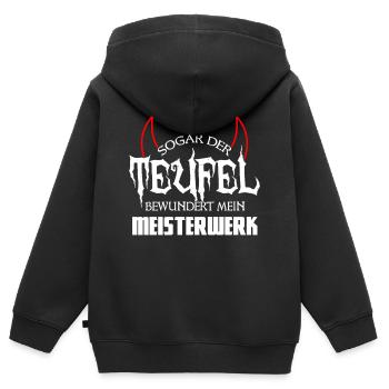 Teufel besser.PNG - Kinder Premium Organic Zip Hoodie - Schwarz - Hinten - AI Model Kid Male (0cm)