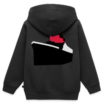 Liner vecteur océan - Sweat Premium à capuche zippé enfant bio - noir - Dos - AI Model Kid Male (0cm)