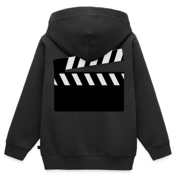 film_klappe_f2 - Kinder Premium Organic Zip Hoodie - Schwarz - Hinten - AI Model Kid Male (0cm)