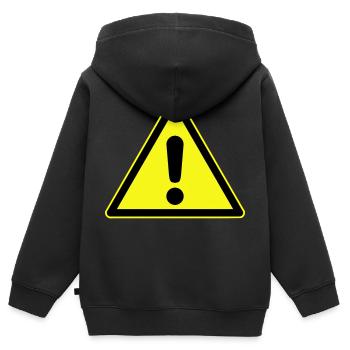 Danger d'attention - Sweat Premium à capuche zippé enfant bio - noir - Dos - AI Model Kid Male (0cm)