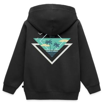 HELLO SUMMER - Kids Premium Organic Zip-up Hoodie - black - Back - AI Model Kid Male (0cm)
