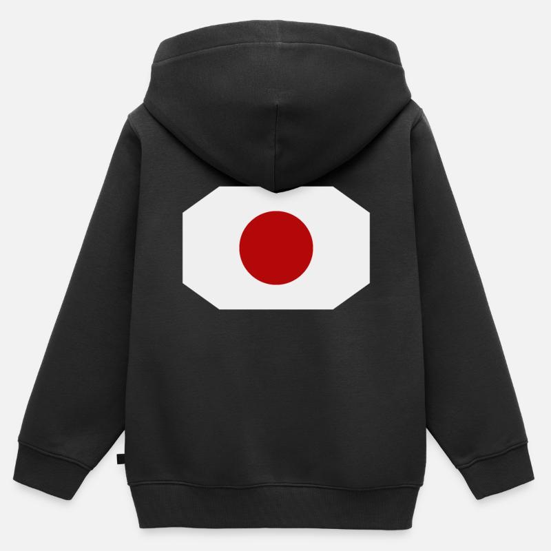 drapeau du japon - Sweat Premium à capuche zippé enfant bio - noir