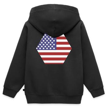 Flagge der Vereinigten Staaten - Kinder Premium Organic Zip Hoodie - Schwarz - Hinten - AI Model Kid Male (0cm)