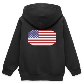 Flagge der Vereinigten Staaten - Kinder Premium Organic Zip Hoodie - Schwarz - Hinten - AI Model Kid Male (0cm)