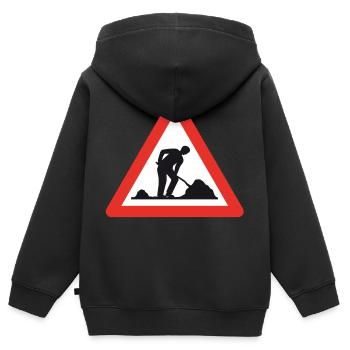 Achtung Baustelle! - Kinder Premium Organic Zip Hoodie - Schwarz - Hinten - AI Model Kid Male (0cm)
