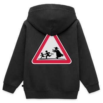 Achtung Pfarrer - Kinder Premium Organic Zip Hoodie - Schwarz - Hinten - AI Model Kid Male (0cm)
