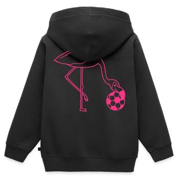 football club jouer balle kicker rire bouche au - Sweat Premium à capuche zippé enfant bio - noir - Dos - AI Model Kid Male (0cm)