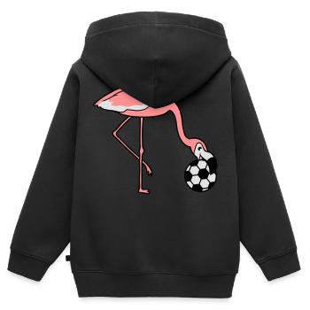 kick football club jouer balle kicker rire - Sweat Premium à capuche zippé enfant bio - noir - Dos - AI Model Kid Male (0cm)