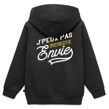 J'ai pas envie humour - Sweat Premium à capuche zippé enfant bio - noir - Dos - AI Model Kid Male (0cm)